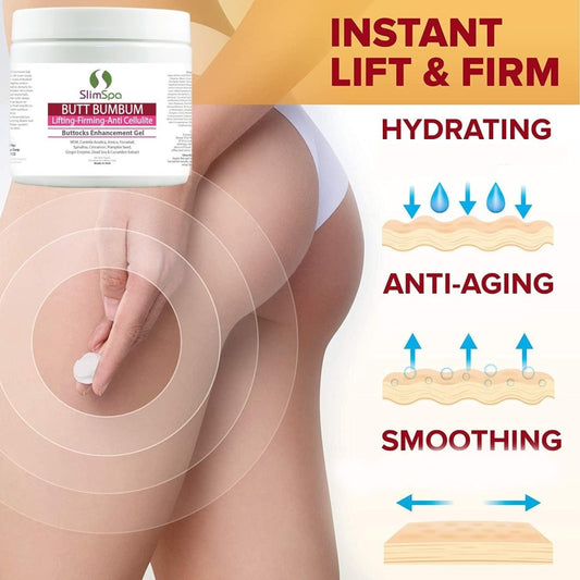 Butt BumBum Enhancement Gel front label — MSM + Centella Asiatica + Spirulina botanical complex | SlimSpa