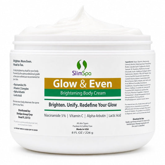 Glow & Even Brightening Body Cream 8 oz. | Niacinamide 5% + Vitamin C + Alpha - Arbutin - SlimSpaOnline
