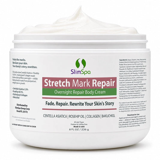 Stretch Mark Repair Body Cream 8oz – Professional Postpartum & Weight Loss Overnight Recovery - SlimSpaOnline