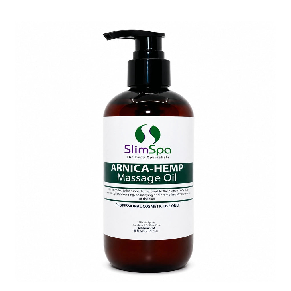 Aceite Corporal de Masaje de Árnica y Cáñamo 8oz – Aceite de Masaje Profesional para el Alivio del Dolor y la Recuperación Muscular