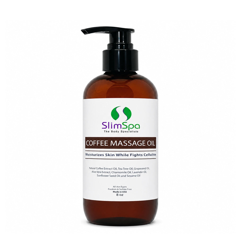 Aceite de masaje corporal de café 8oz – Tratamiento de spa profesional desintoxicante, reafirmante y reductor de celulitis