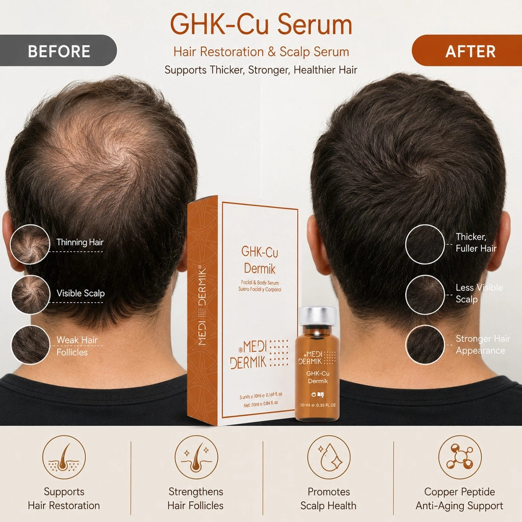 GHK-Cu Serum — Professional Copper Tripeptide-1 Anti-Aging & Hair Restoration Treatment for Estheticians, 5x10ml