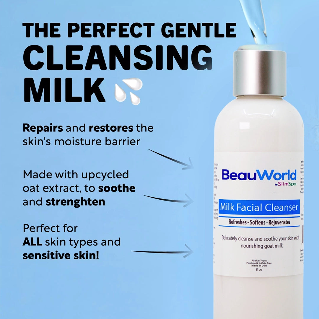 Limpiador facial con leche de 8 oz
