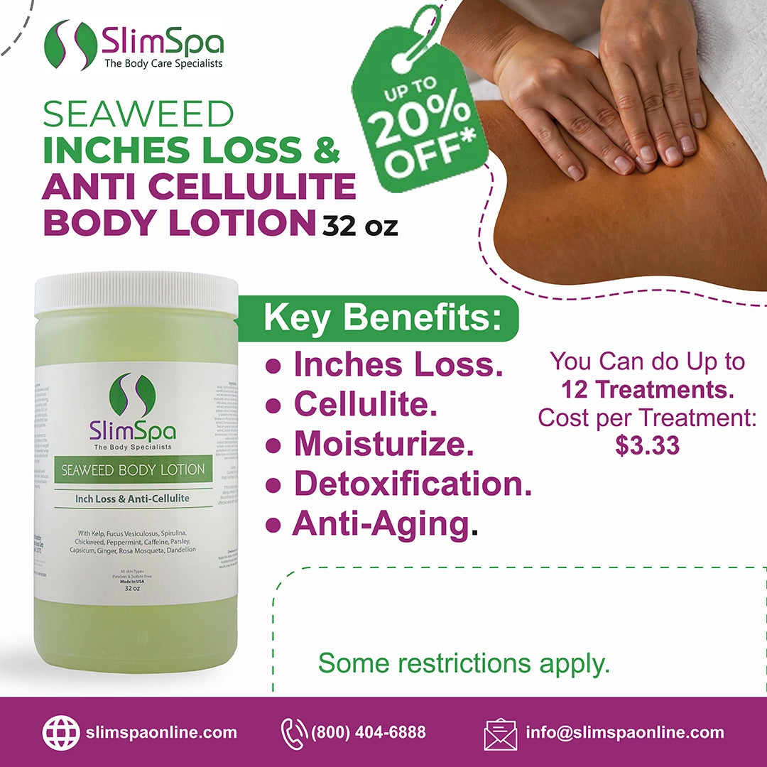 Loción corporal anticelulítica y adelgazante con algas marinas, 32 oz