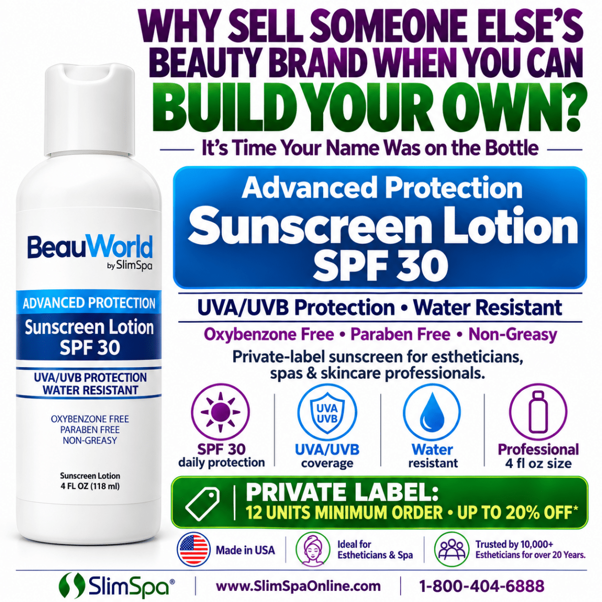 Advanced Protection Sunscreen SPF 30 4oz – Professional Broad-Spectrum Sun Protection for Spa Retail - SlimSpaOnline