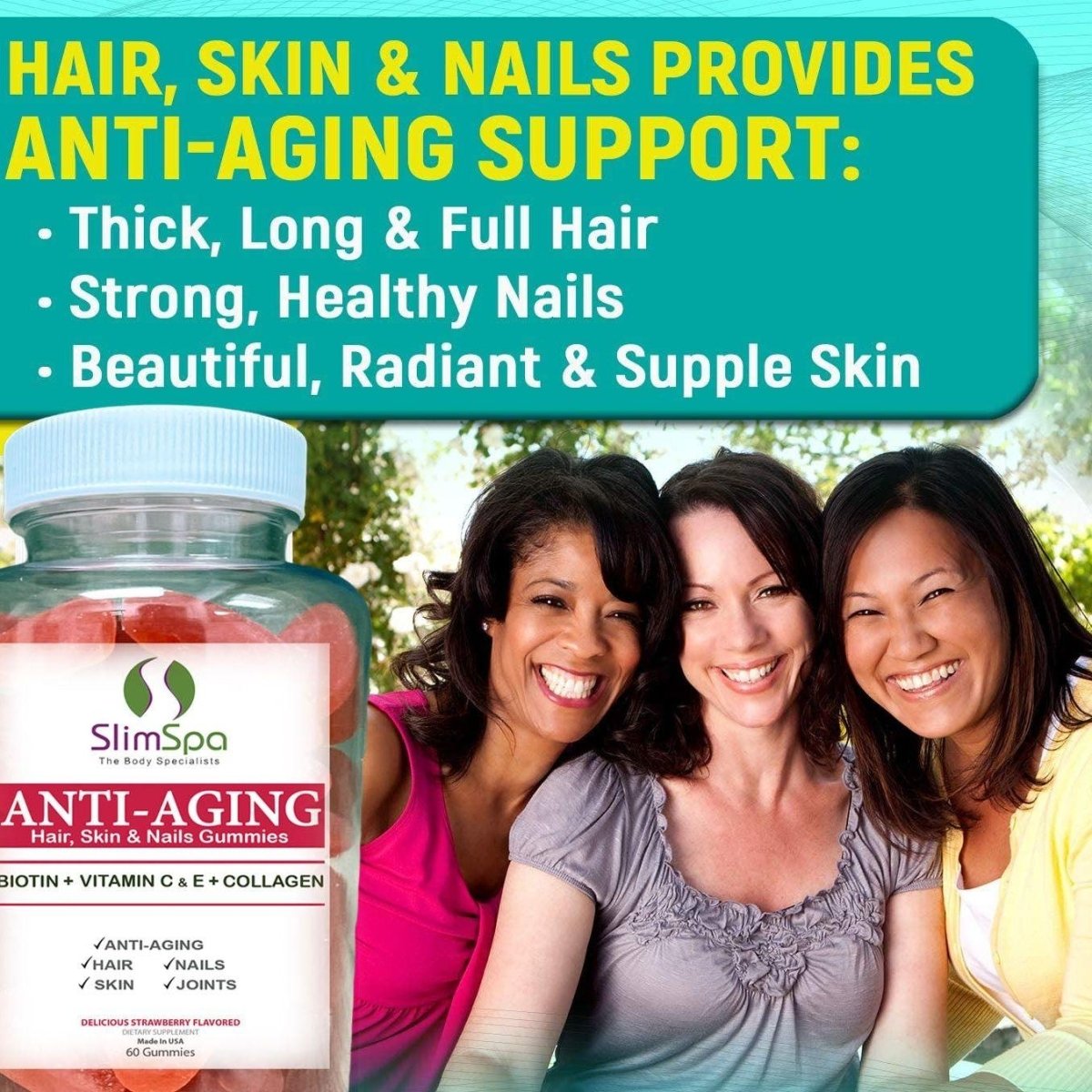 ANTIAGING Hair, Skin & Nails 60 Gummies - SlimSpaOnline