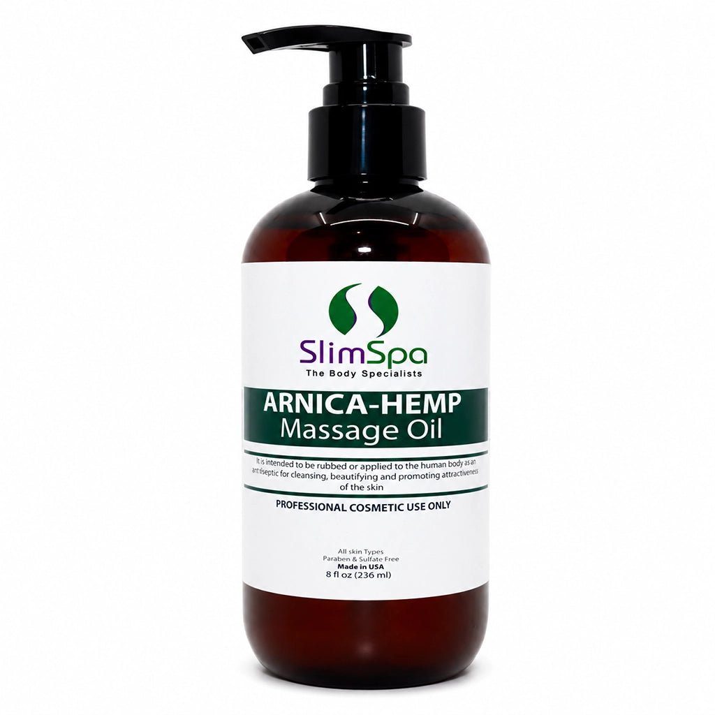 Arnica-Hemp Massage Body Oil 8oz – Professional Pain Relief & Muscle Recovery Massage Oil - SlimSpaOnline