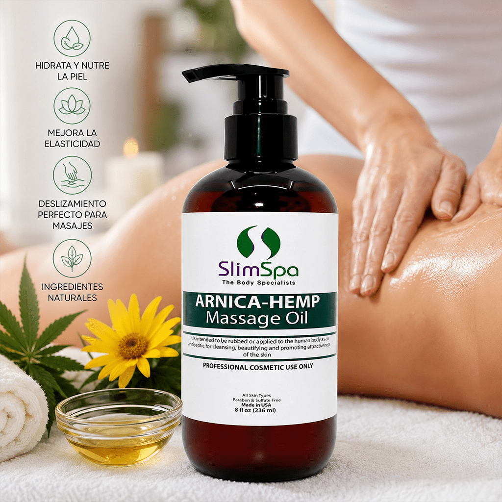 Arnica-Hemp Massage Body Oil 8oz – Professional Pain Relief & Muscle Recovery Massage Oil - SlimSpaOnline