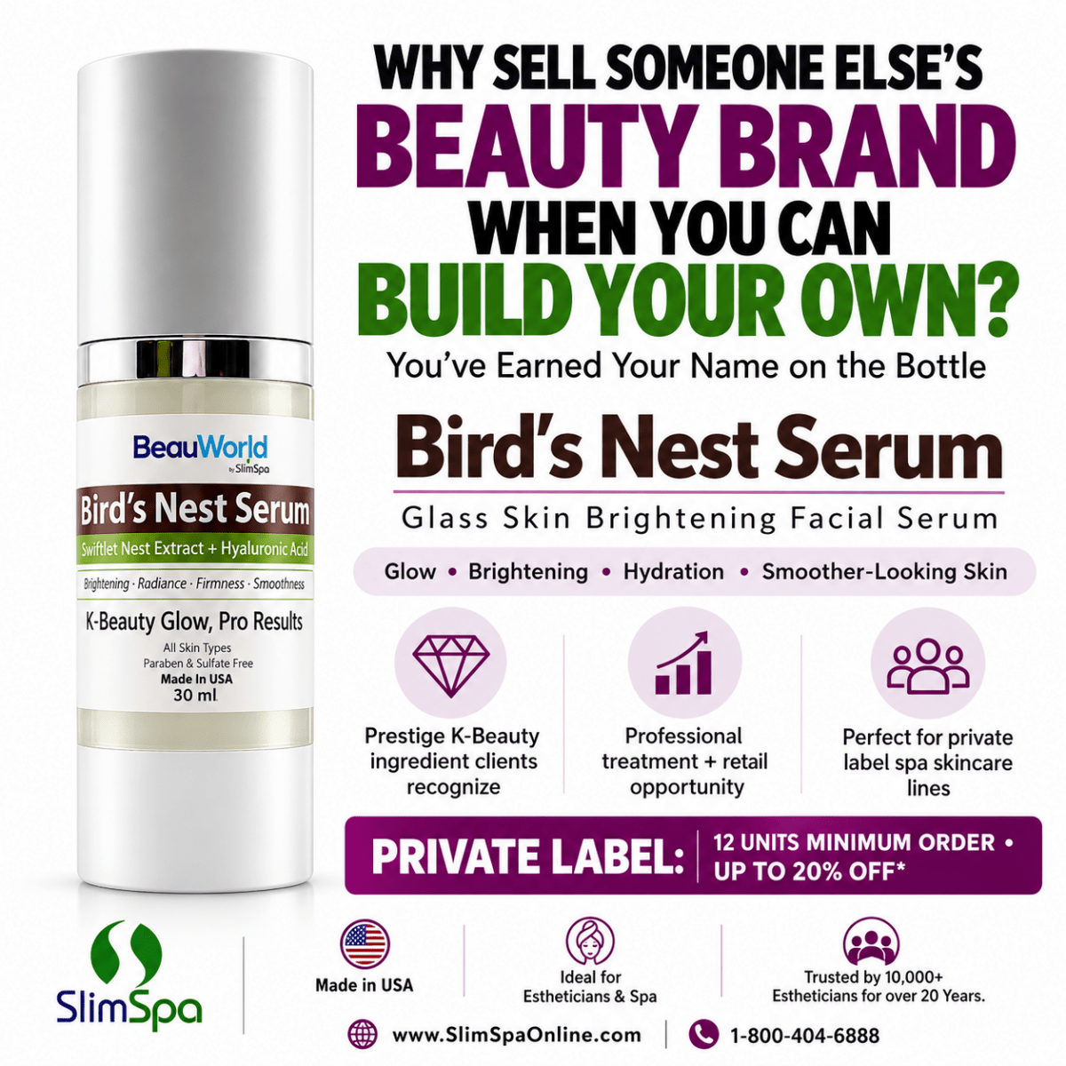 Bird's Nest Serum 30ml – Professional K-Beauty Glass Skin & Brightening Facial Serum - SlimSpaOnline