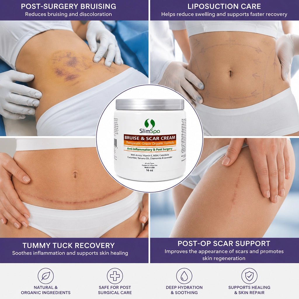 Bruise & Scar Organic Cream 8oz – Professional Post-Surgery Healing & Scar Recovery Treatment - SlimSpaOnline