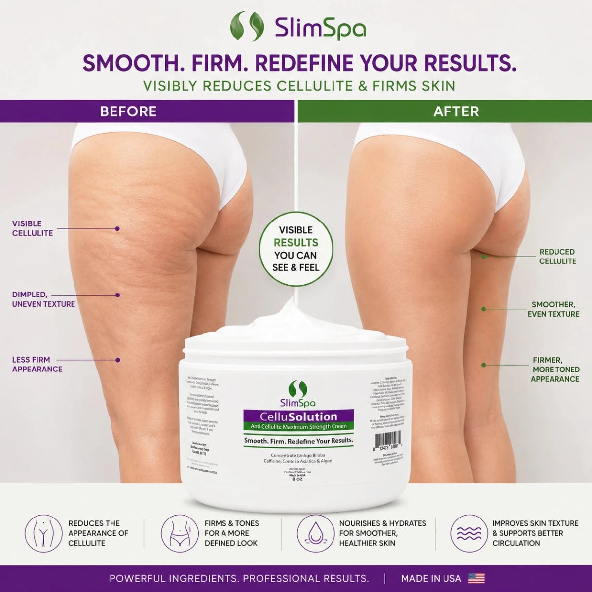 CelluSolution Anti-Cellulite Cream – Professional Cellulite Smoothing & Body Firming (8 oz) - SlimSpaOnline