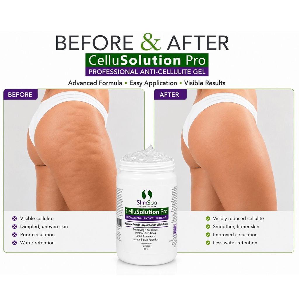 CelluSolution Pro Anti-Cellulite Gel 32oz – Professional Cellulite Reduction & Body Firming (Caffeine · Centella · Pink Grapefruit, 14 Botanicals) - SlimSpaOnline