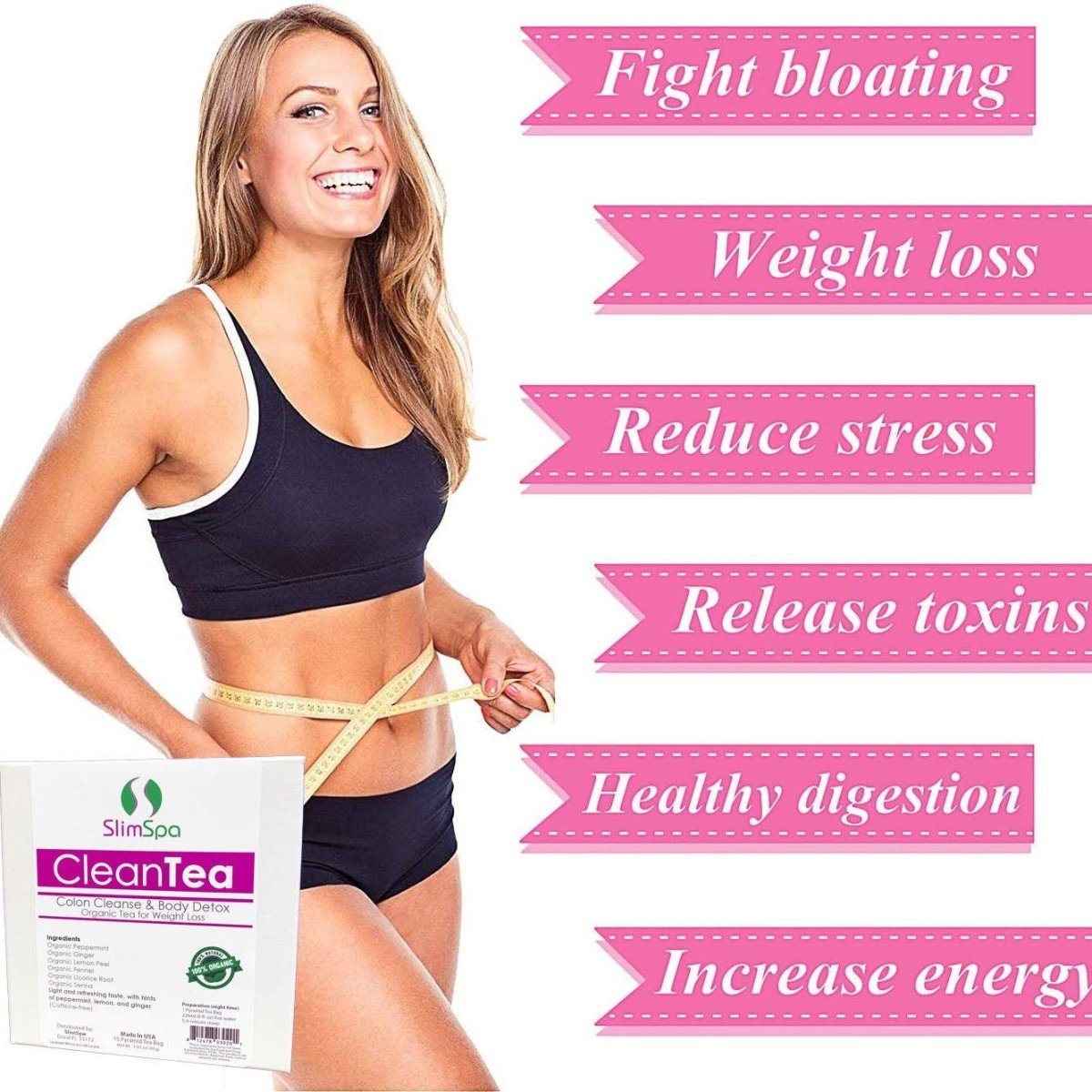 CleanTea Colon Cleanse & Body Detox Organic Tea for Weight Loss (30 Tea Bags) - SlimSpaOnline