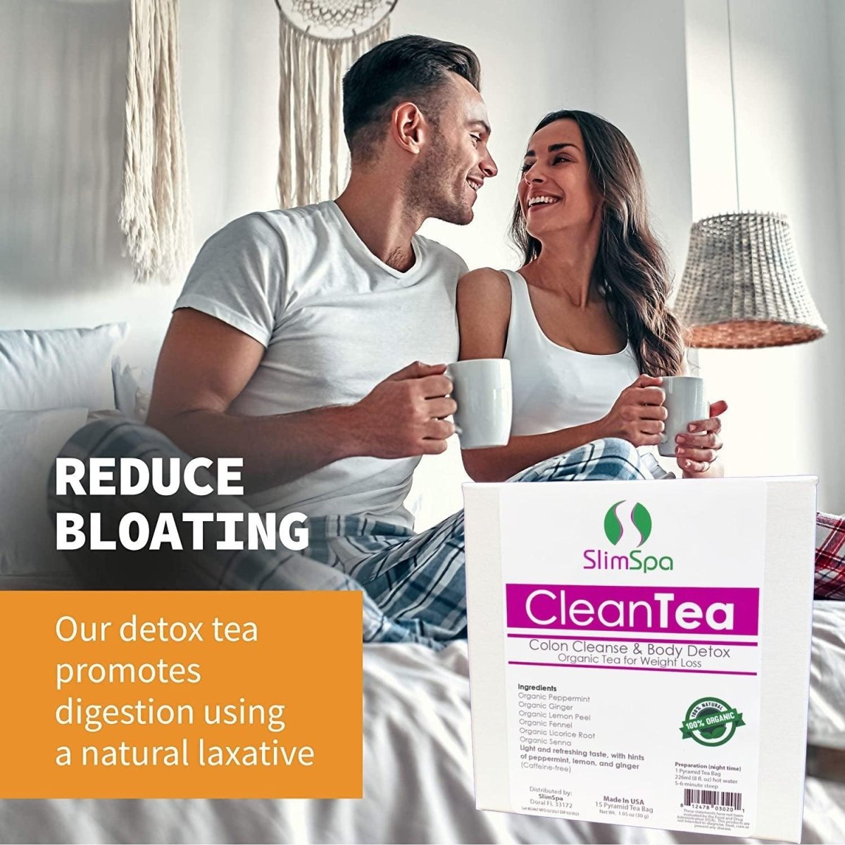 CleanTea Colon Cleanse & Body Detox Organic Tea for Weight Loss (30 Tea Bags) - SlimSpaOnline