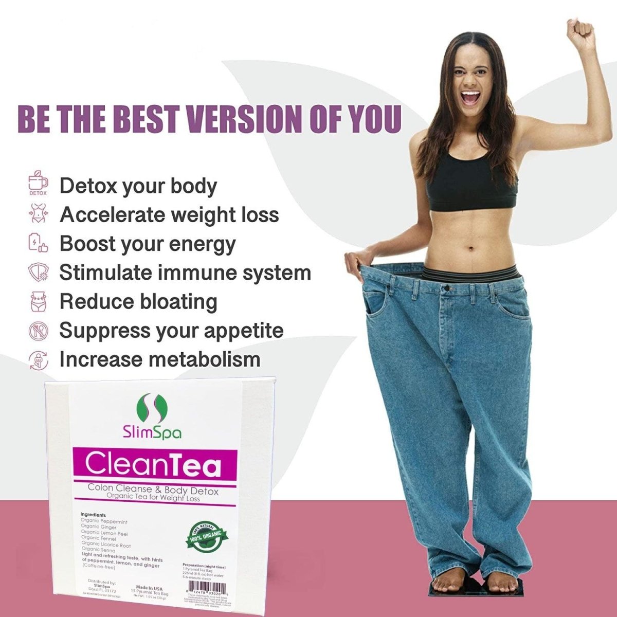 CleanTea Colon Cleanse & Body Detox Organic Tea for Weight Loss (30 Tea Bags) - SlimSpaOnline