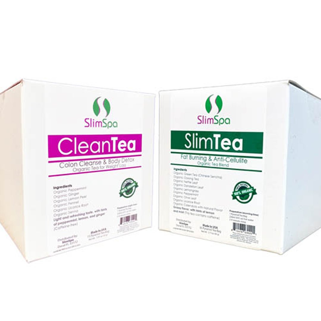 CleanTea & SlimTea Combo 60 bags — complete day & night weight loss organic tea system for spas | SlimSpa