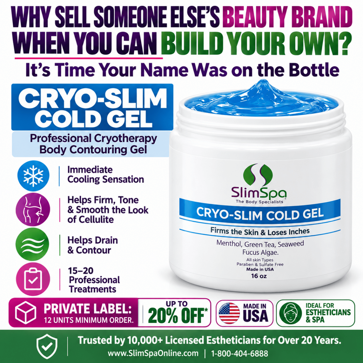 Cryo-Slim Cold Gel 16oz – Professional Cryotherapy for Body Contouring & Firming - SlimSpaOnline
