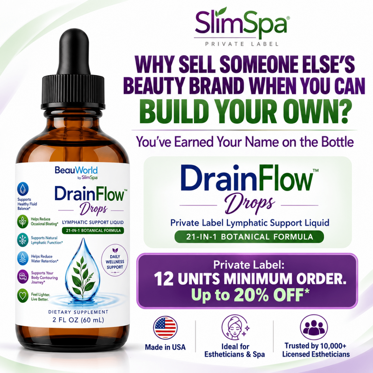 DrainFlow Drops — Lymphatic Support Liquid 2 fl.oz | 21-in-1 Professional Formula - SlimSpaOnline