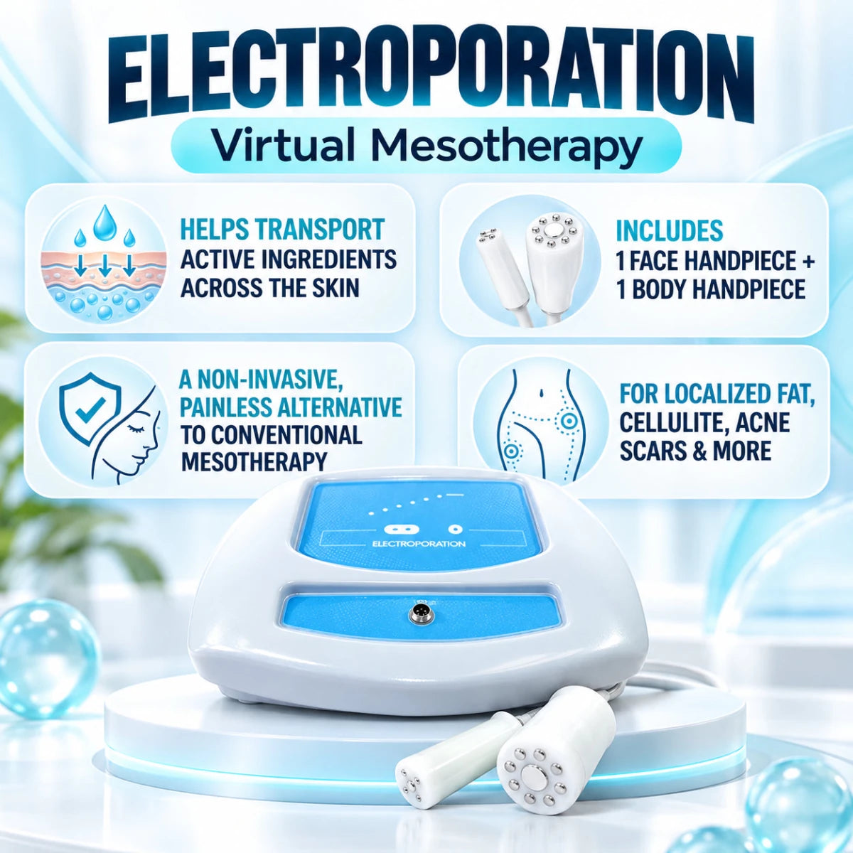 Electroporation Virtual Mesotherapy Device – Professional Non-Invasive Skin Rejuvenation System - SlimSpaOnline