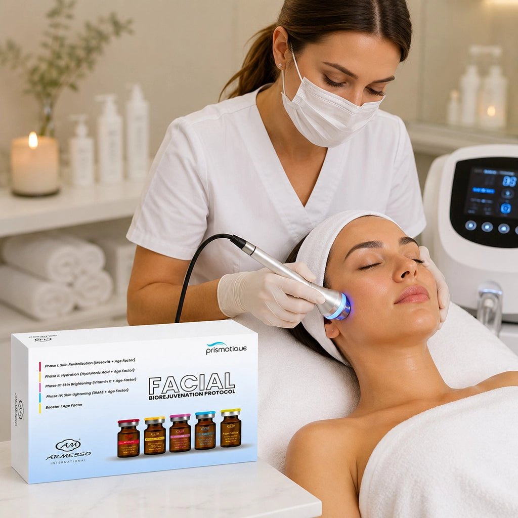 Facial BioRejuvenation Protocol vial closeup — professional mesotherapy formula | SlimSpa