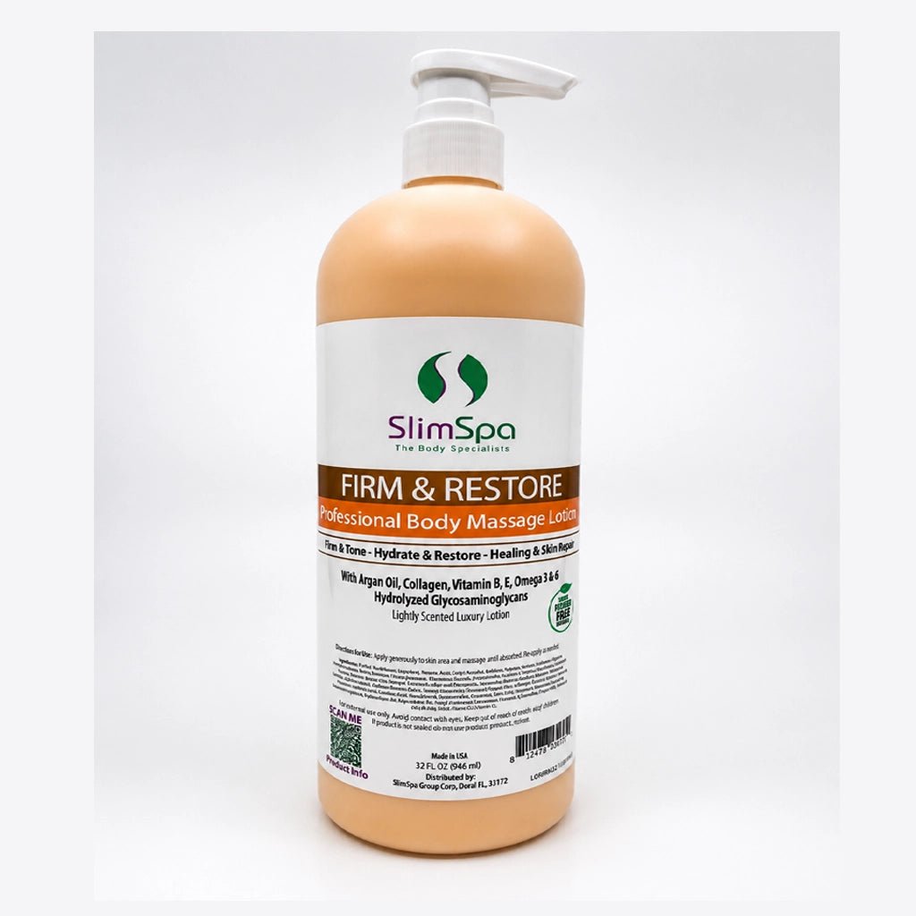 FIRM & RESTORE Professional Body Massage Lotion 32oz – Collagen, Argan Oil & Lymphatic Drainage - SlimSpaOnline
