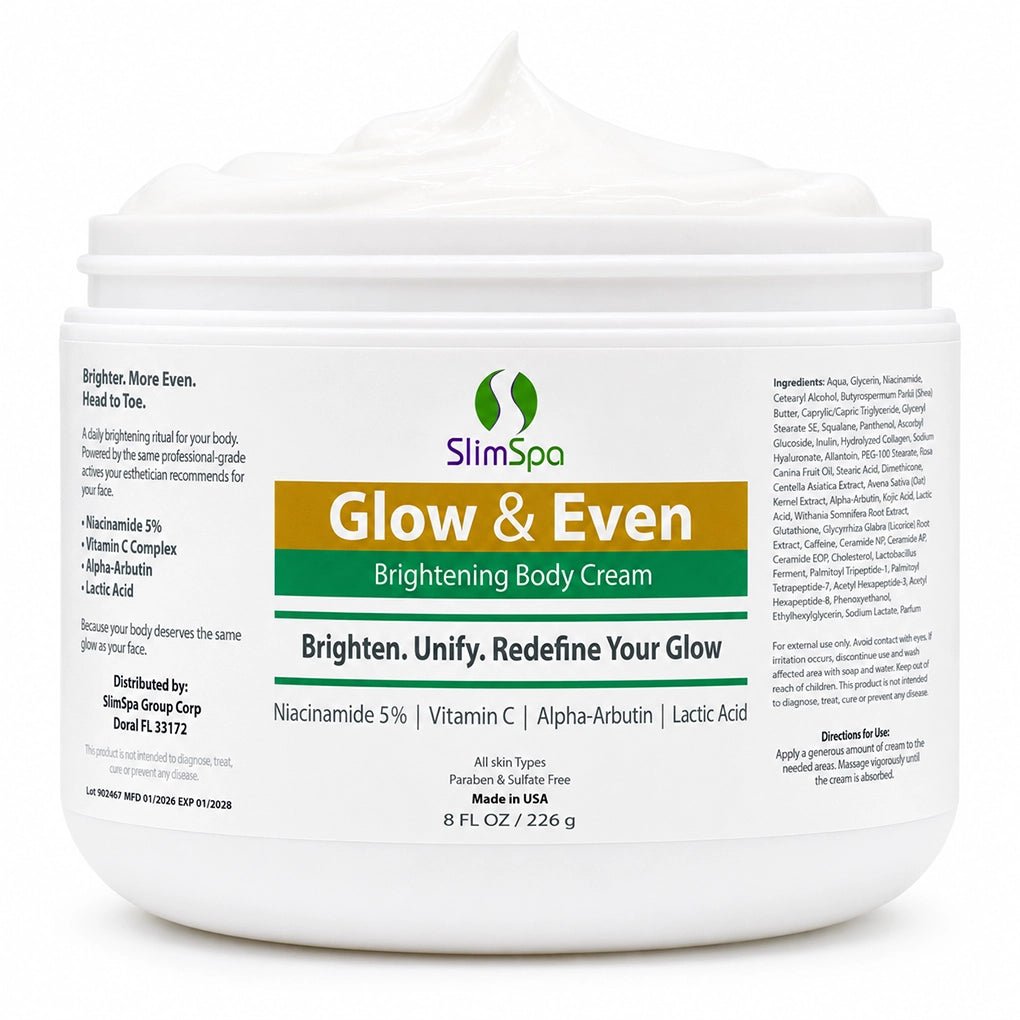 Glow & Even Brightening Body Cream 8 oz. | Niacinamide 5% + Vitamin C + Alpha - Arbutin - SlimSpaOnline