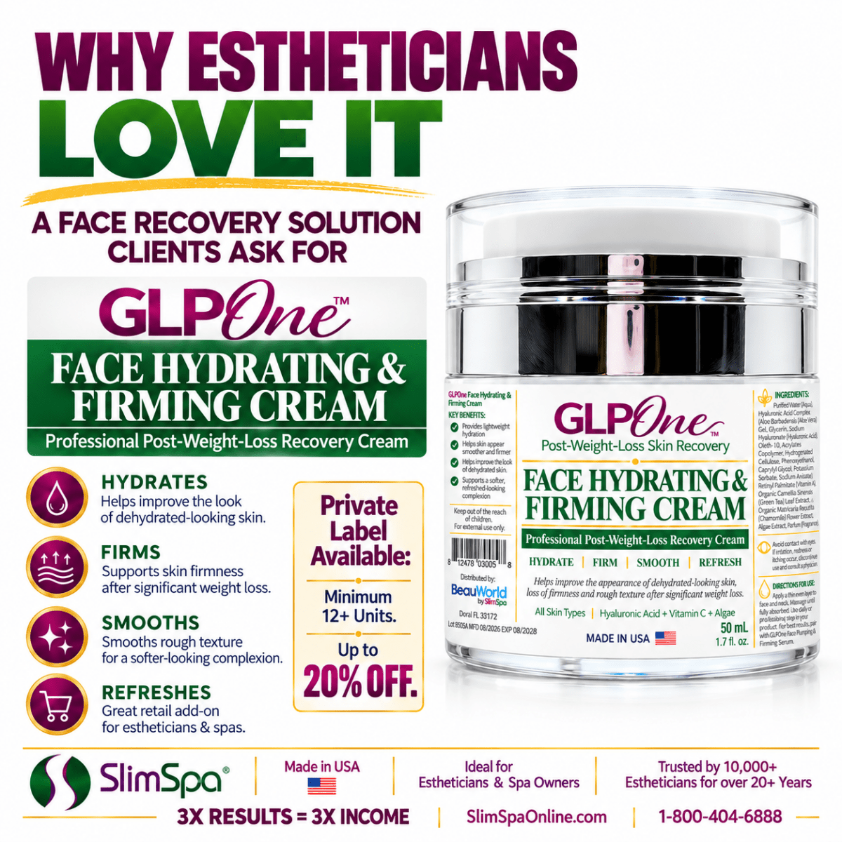 GLPOne™ Face Hydrating & Firming Cream — 50 mL - SlimSpaOnline