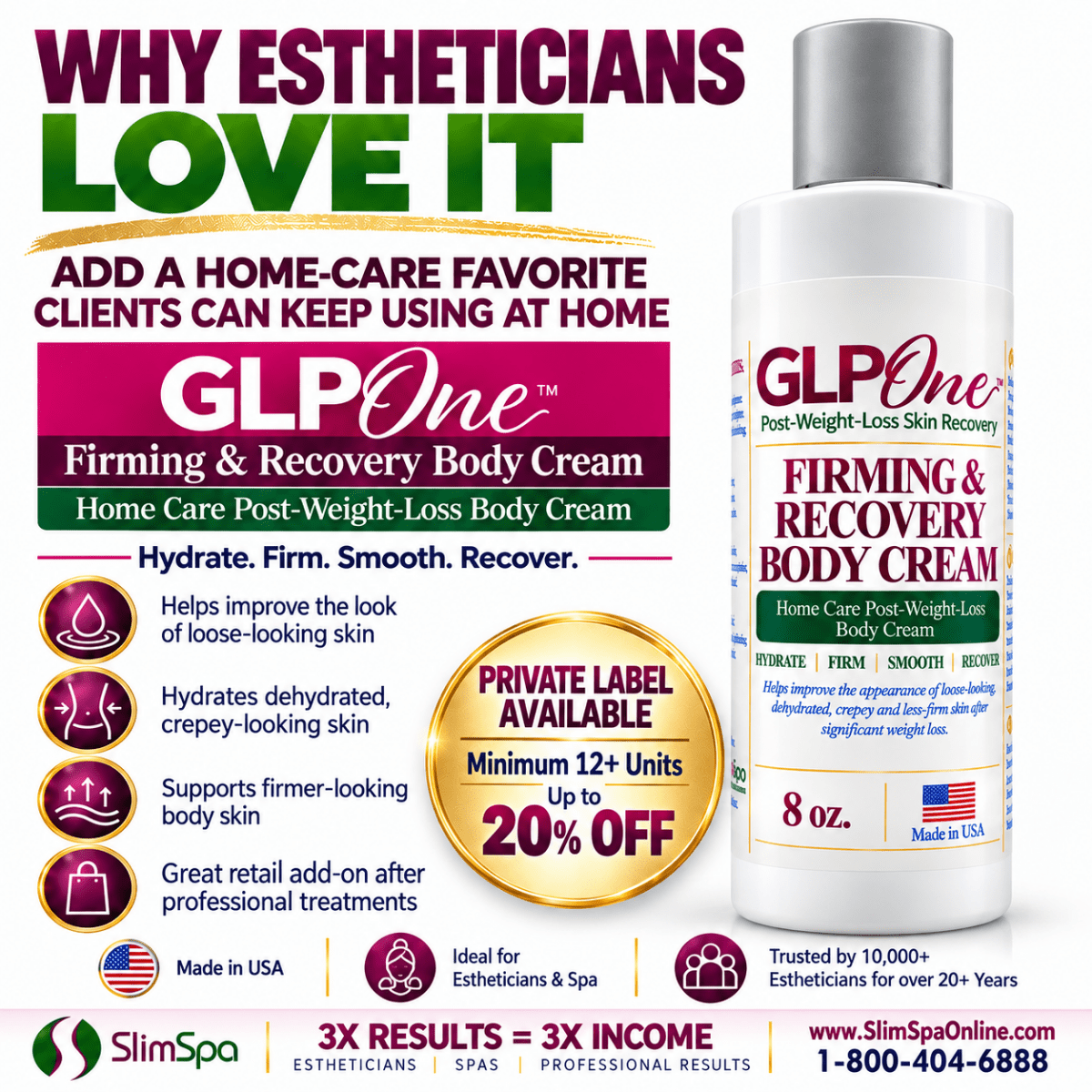 GLPOne™ Firming & Recovery Body Cream — Home Care 8 oz - SlimSpaOnline