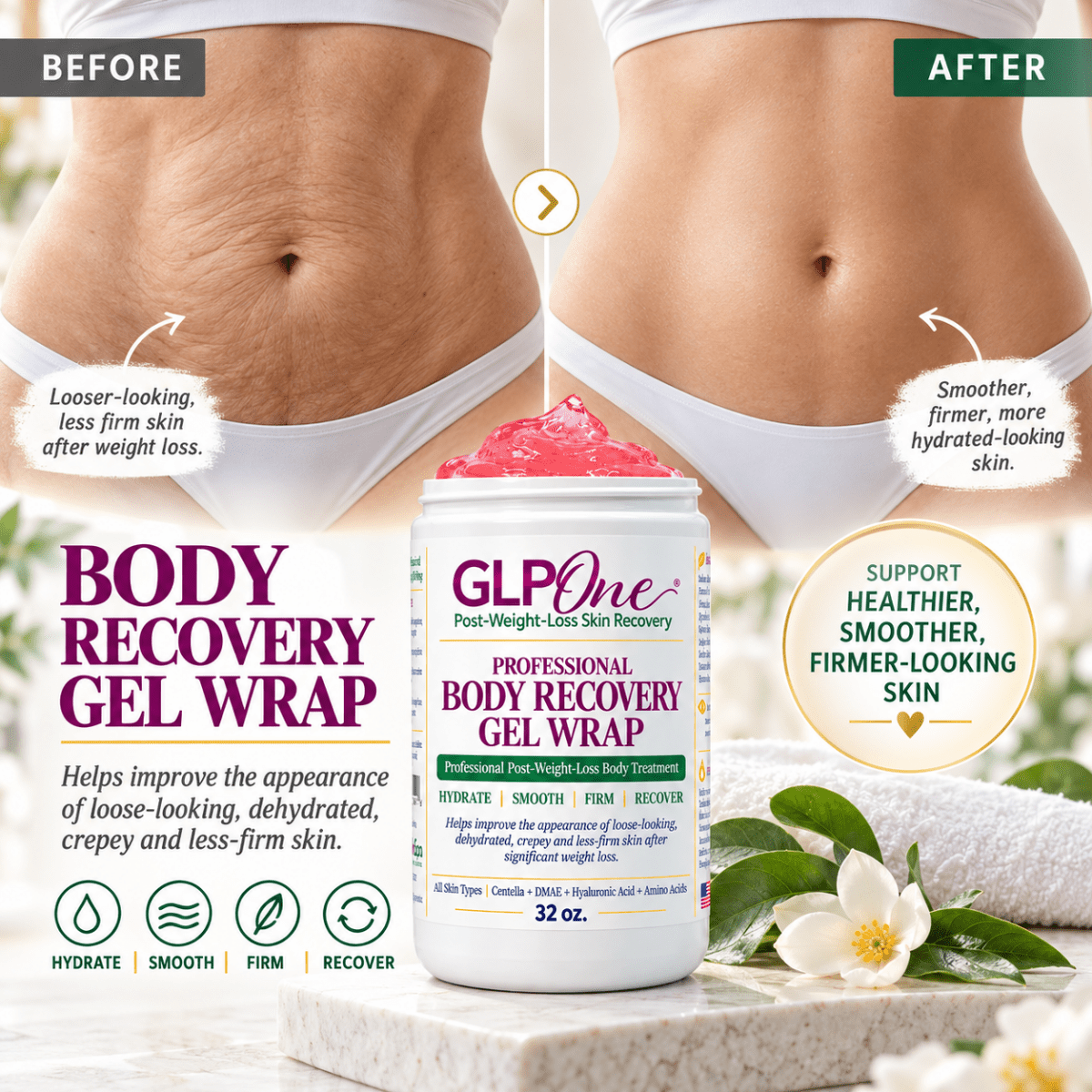 GLPOne™ Professional Body Recovery Gel Wrap — 32 oz - SlimSpaOnline