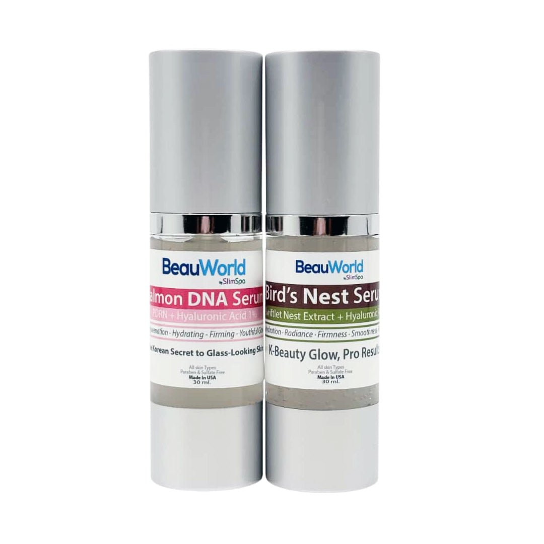 K - Beauty Glass Skin Serum Duo - Salmon DNA + Bird's Nest (2 × 30ml) - SlimSpaOnline