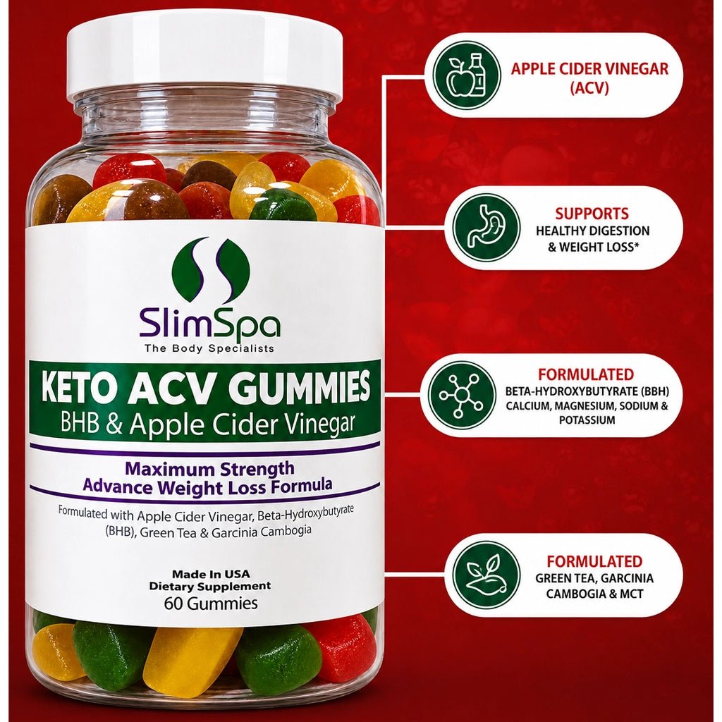 KETO ACV Gummies (60) – BHB + Apple Cider Vinegar Maximum Strength Weight Loss for Spa Retail - SlimSpaOnline