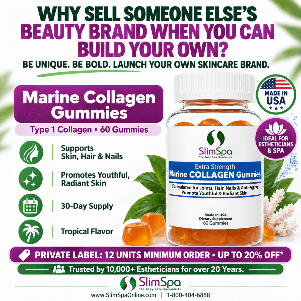 Marine Collagen Gummies (60) – Type 1 Collagen for Skin, Hair, Nails & Joint Support Spa Retail - SlimSpaOnline