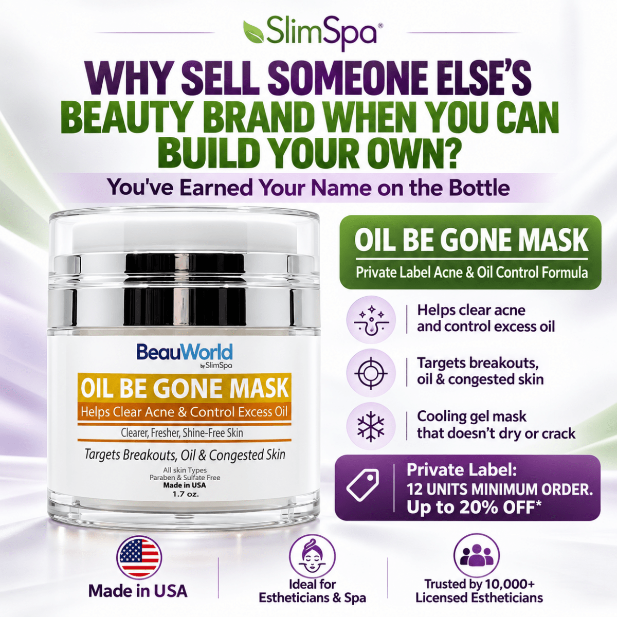 Oil Be Gone Gel Mask 1.7 oz | Professional Acne & Oil Control Treatment for Spas - SlimSpaOnline