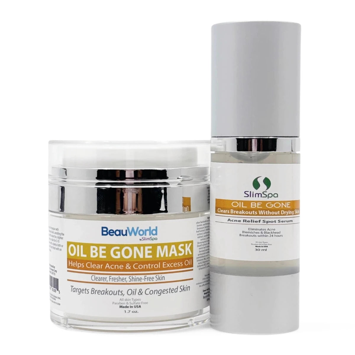 Oil Be Gone Professional Combo – Acne Control Gel Mask & Botanical Serum System (2 pcs) - SlimSpaOnline