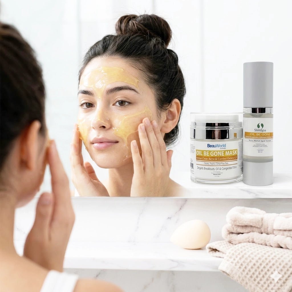 Oil Be Gone Professional Combo – Acne Control Gel Mask & Botanical Serum System (2 pcs) - SlimSpaOnline