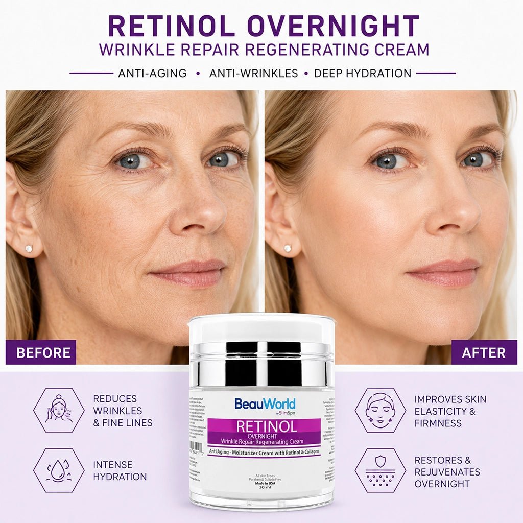 Retinol Overnight Wrinkle Repair Cream 50ml – Professional Anti-Aging Regenerating Treatment - SlimSpaOnline