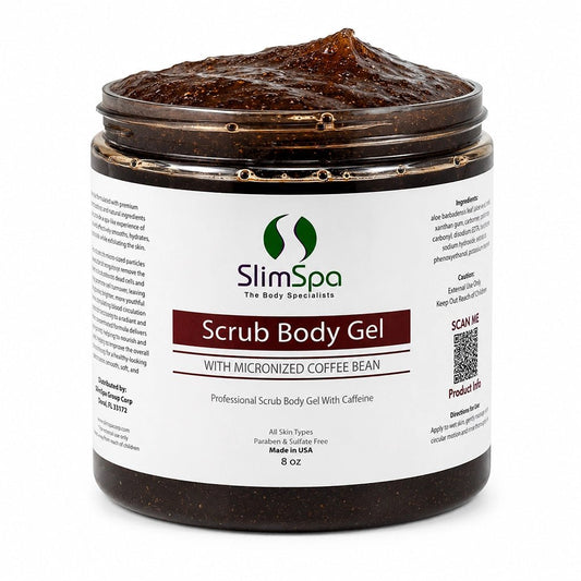 Scrub Body Gel with Micronized Coffee Bean 8oz – Professional Caffeine Exfoliant for Body Contouring - SlimSpaOnline