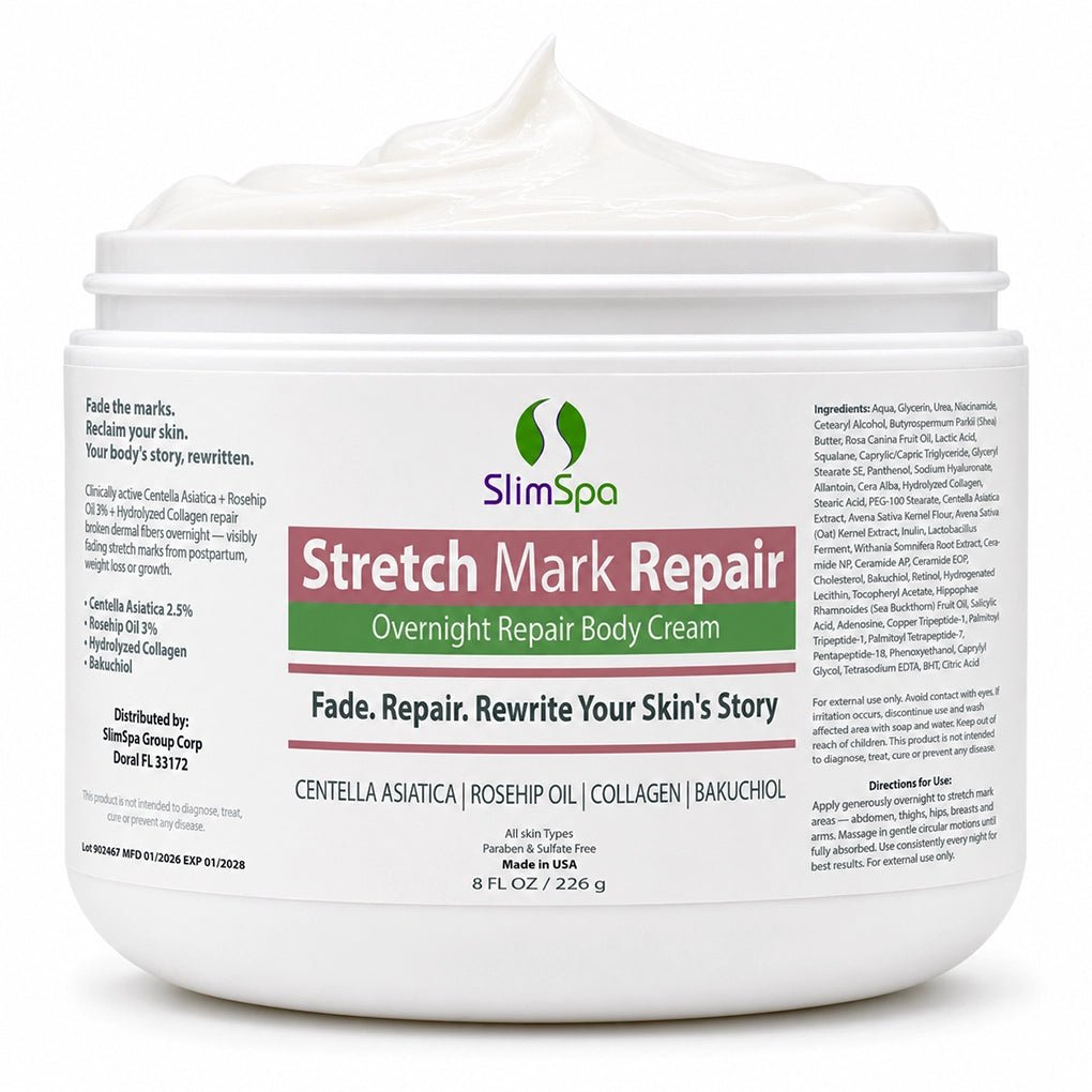 Stretch Mark Repair Body Cream 8oz – Professional Postpartum & Weight Loss Overnight Recovery - SlimSpaOnline