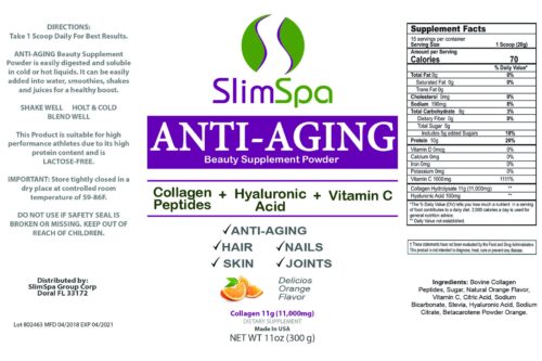 ANTI-AGING Beauty Supplement Powder NET WT 11 oz (300 g)-852
